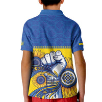Ukraine Sunflowers Hand Kid Polo Shirt with Ukrainian Folk Pattern - Wonder Print Shop