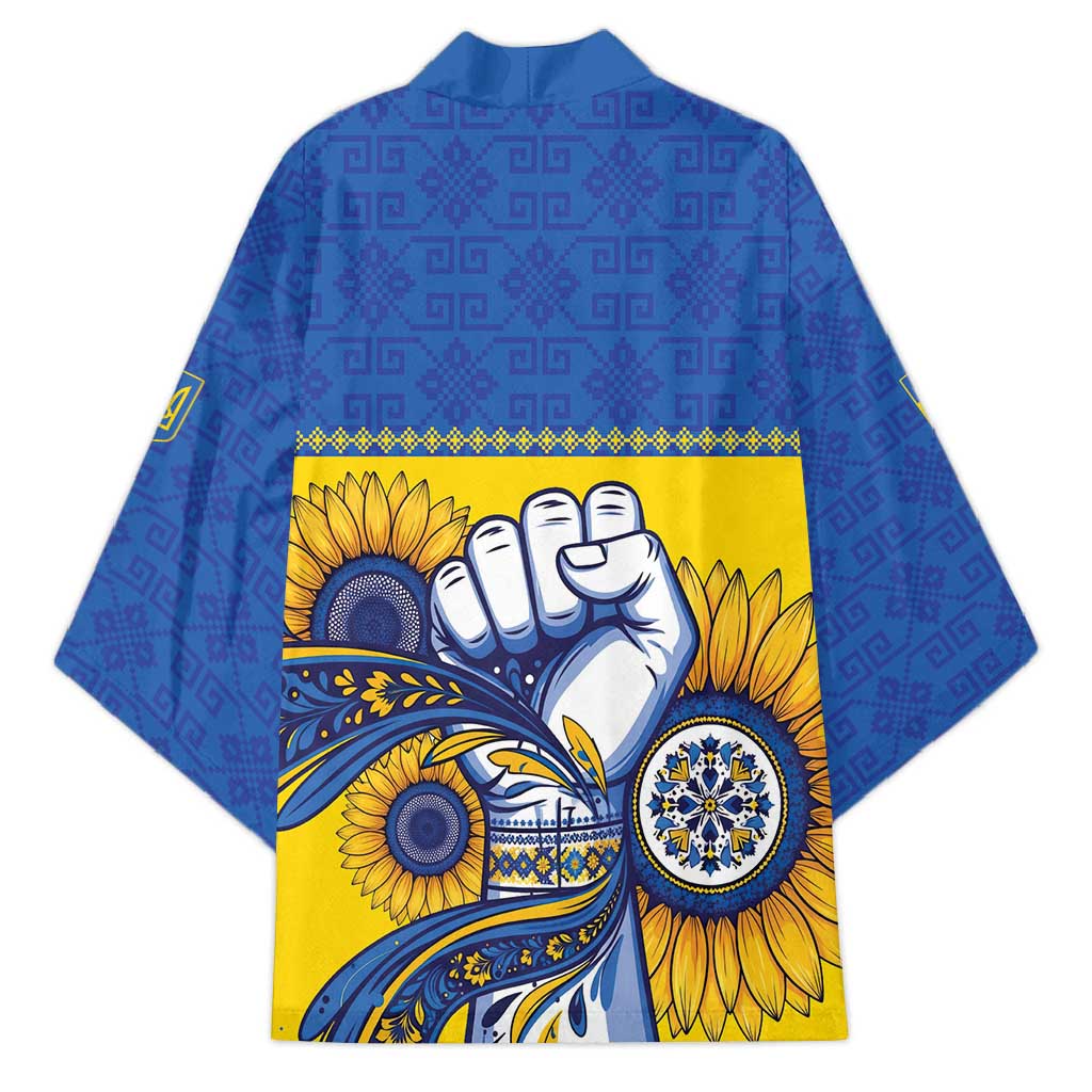 Ukraine Sunflowers Hand Kimono with Ukrainian Folk Pattern - Wonder Print Shop