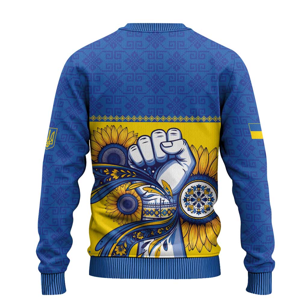 Ukraine Sunflowers Hand Ugly Christmas Sweater with Ukrainian Folk Pattern - Wonder Print Shop