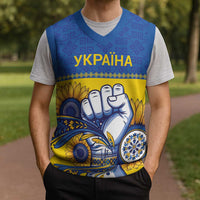 Ukraine Sunflowers Hand Christmas Knitted V-Neck Vest with Ukrainian Folk Pattern - Wonder Print Shop