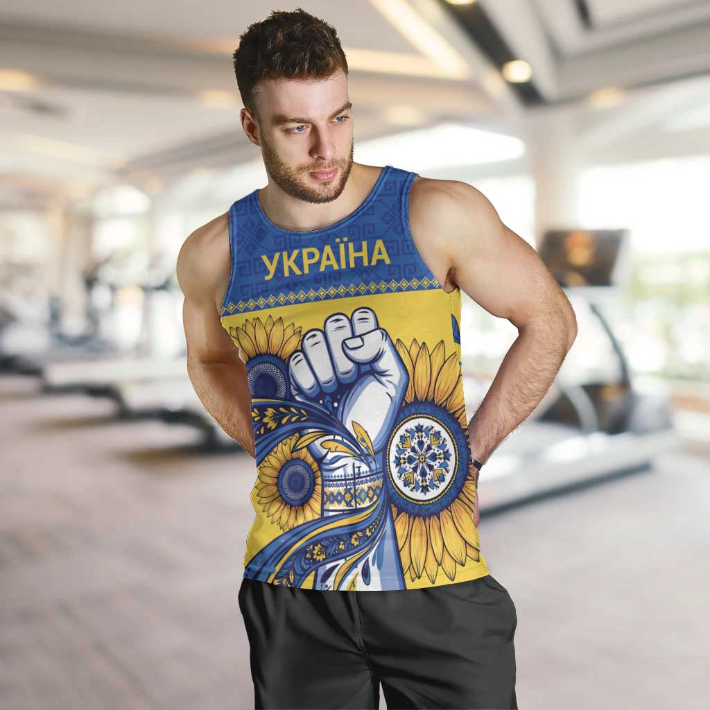 Ukraine Sunflowers Hand Men Tank Top with Ukrainian Folk Pattern - Wonder Print Shop