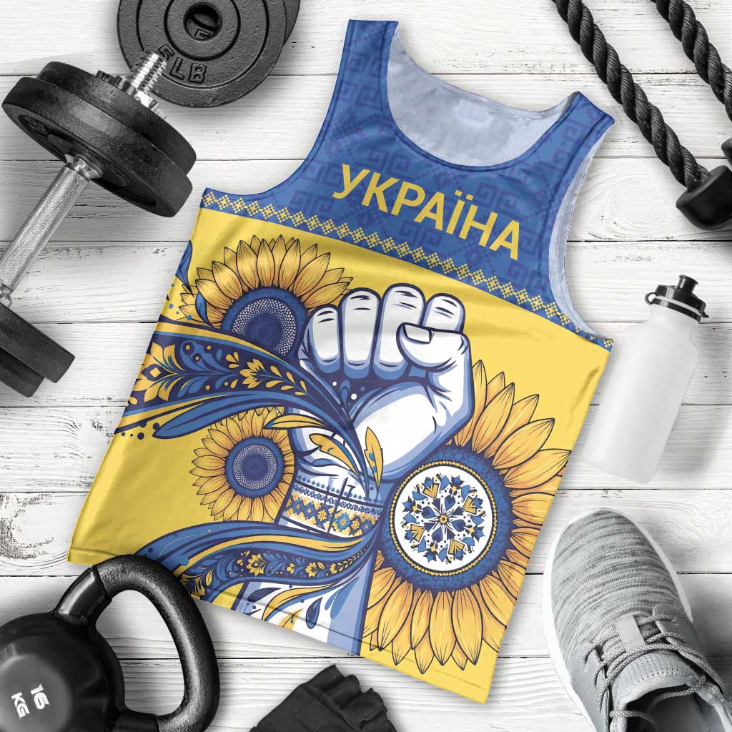 Ukraine Sunflowers Hand Men Tank Top with Ukrainian Folk Pattern - Wonder Print Shop