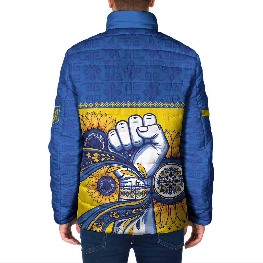 Ukraine Sunflowers Hand Padded Jacket with Ukrainian Folk Pattern - Wonder Print Shop