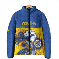 Ukraine Sunflowers Hand Padded Jacket with Ukrainian Folk Pattern - Wonder Print Shop