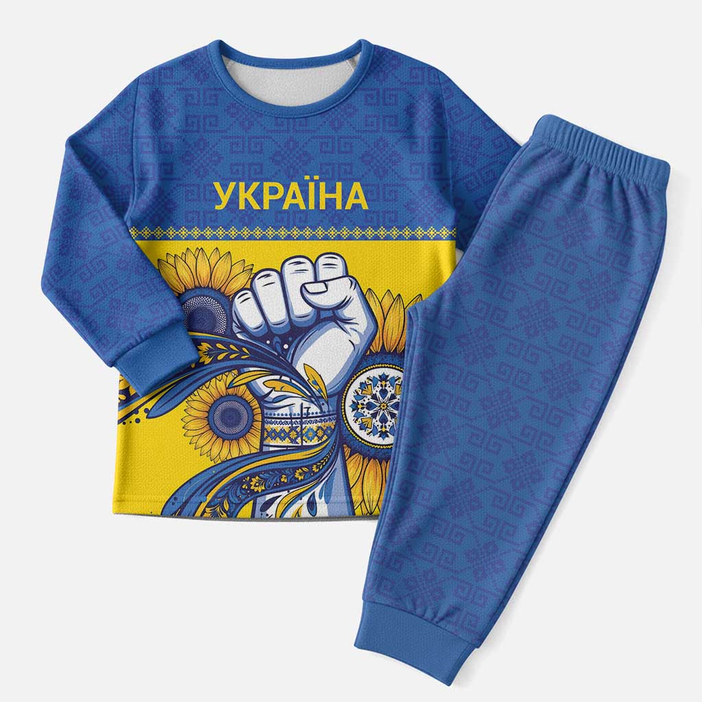 Ukraine Sunflowers Hand Christmas Pajama Set with Ukrainian Folk Pattern - Wonder Print Shop