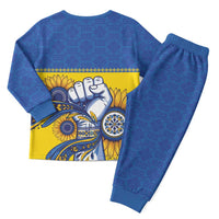 Ukraine Sunflowers Hand Christmas Pajama Set with Ukrainian Folk Pattern - Wonder Print Shop