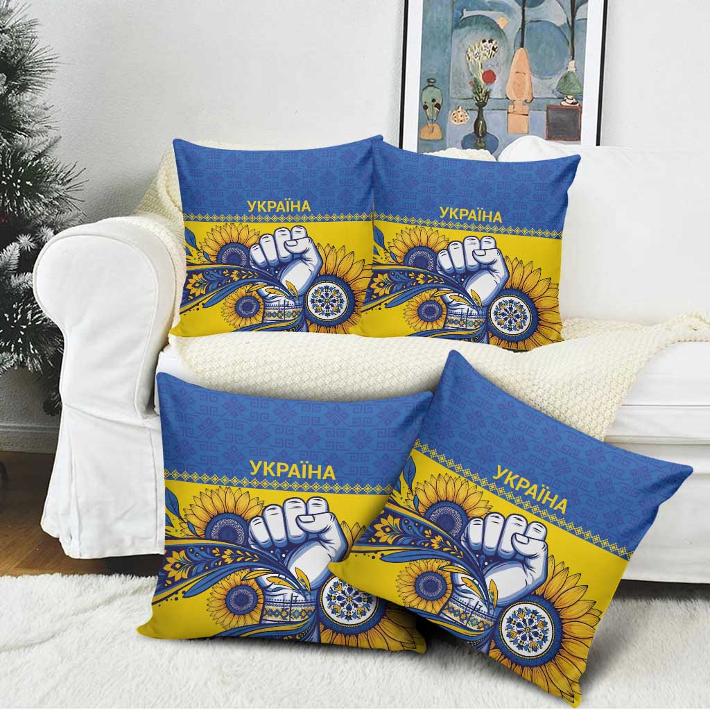 Ukraine Sunflowers Hand Pillow Cover with Ukrainian Folk Pattern - Wonder Print Shop