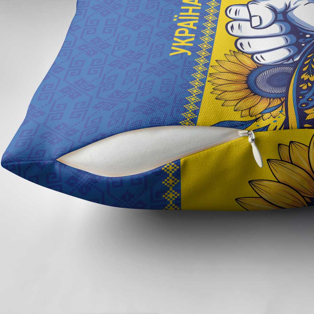 Ukraine Sunflowers Hand Pillow Cover with Ukrainian Folk Pattern - Wonder Print Shop