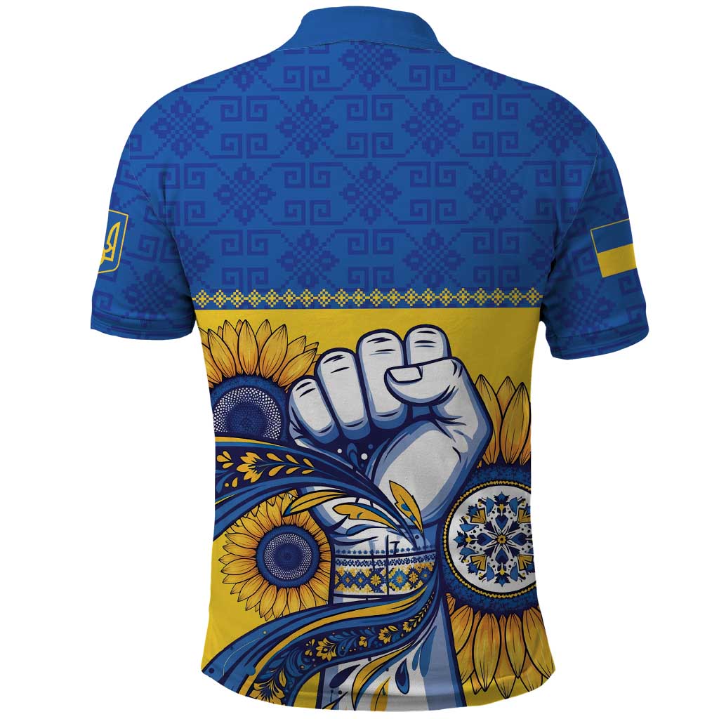 Ukraine Sunflowers Hand Polo Shirt with Ukrainian Folk Pattern - Wonder Print Shop