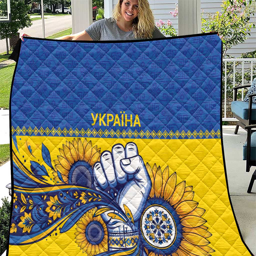 Ukraine Sunflowers Hand Quilt with Ukrainian Folk Pattern - Wonder Print Shop