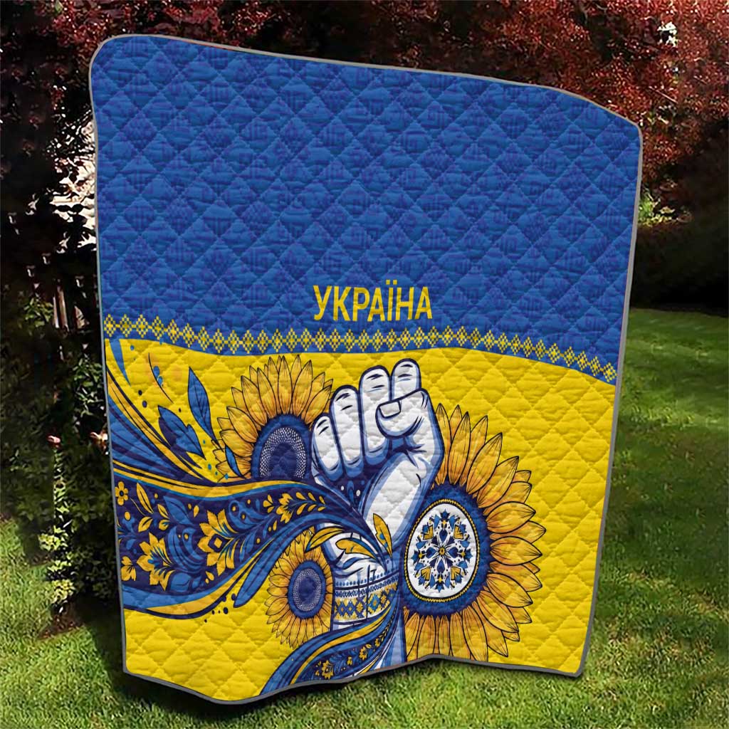 Ukraine Sunflowers Hand Quilt with Ukrainian Folk Pattern - Wonder Print Shop