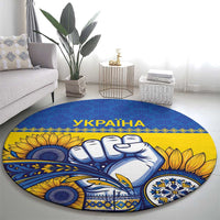Ukraine Sunflowers Hand Round Carpet with Ukrainian Folk Pattern - Wonder Print Shop