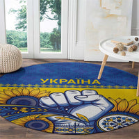 Ukraine Sunflowers Hand Round Carpet with Ukrainian Folk Pattern - Wonder Print Shop
