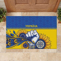 Ukraine Sunflowers Hand Rubber Doormat with Ukrainian Folk Pattern - Wonder Print Shop