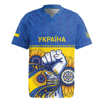 Ukraine Sunflowers Hand Rugby Jersey with Ukrainian Folk Pattern - Wonder Print Shop