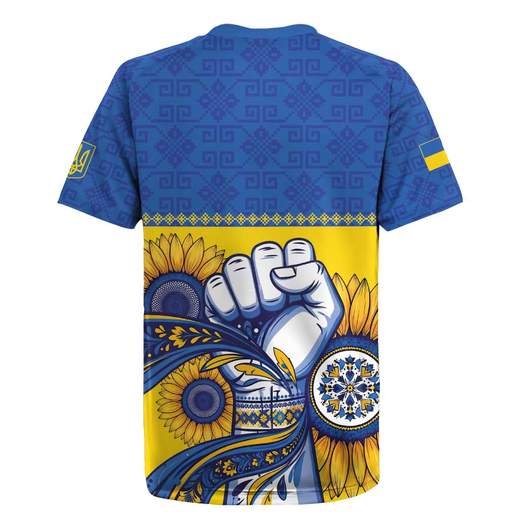 Ukraine Sunflowers Hand Rugby Jersey with Ukrainian Folk Pattern - Wonder Print Shop
