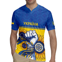 Ukraine Sunflowers Hand Rugby Jersey with Ukrainian Folk Pattern - Wonder Print Shop