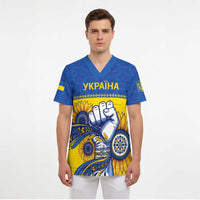 Ukraine Sunflowers Hand Scrub Top with Ukrainian Folk Pattern - Wonder Print Shop