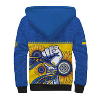 Ukraine Sunflowers Hand Sherpa Hoodie with Ukrainian Folk Pattern - Wonder Print Shop