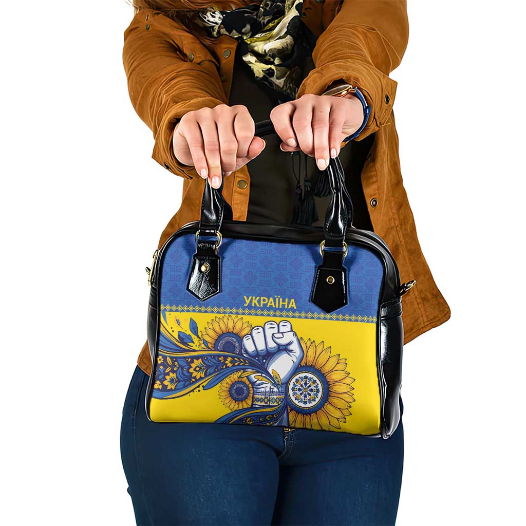 Ukraine Sunflowers Hand Shoulder Handbag with Ukrainian Folk Pattern - Wonder Print Shop