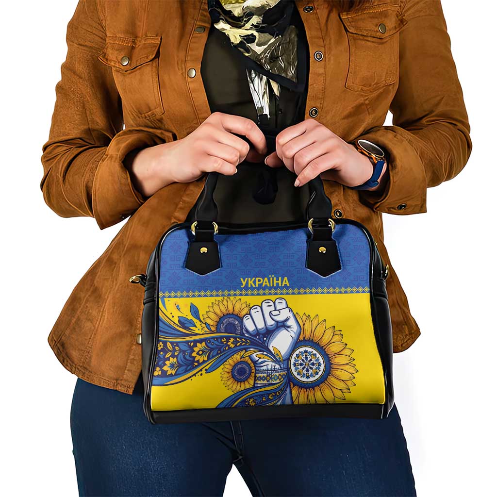 Ukraine Sunflowers Hand Shoulder Handbag with Ukrainian Folk Pattern - Wonder Print Shop