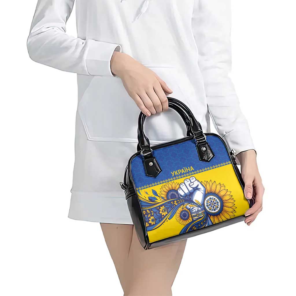 Ukraine Sunflowers Hand Shoulder Handbag with Ukrainian Folk Pattern - Wonder Print Shop