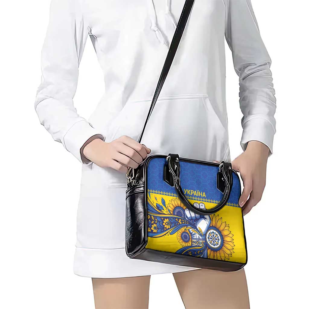 Ukraine Sunflowers Hand Shoulder Handbag with Ukrainian Folk Pattern - Wonder Print Shop
