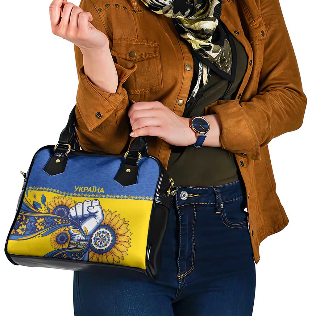 Ukraine Sunflowers Hand Shoulder Handbag with Ukrainian Folk Pattern - Wonder Print Shop