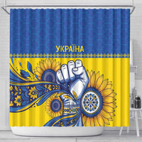 Ukraine Sunflowers Hand Shower Curtain with Ukrainian Folk Pattern - Wonder Print Shop