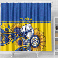Ukraine Sunflowers Hand Shower Curtain with Ukrainian Folk Pattern - Wonder Print Shop