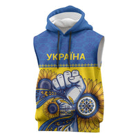 Ukraine Sunflowers Hand Sleeveless Hoodie with Ukrainian Folk Pattern - Wonder Print Shop