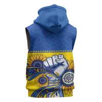 Ukraine Sunflowers Hand Sleeveless Hoodie with Ukrainian Folk Pattern - Wonder Print Shop