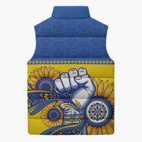 Ukraine Sunflowers Hand Sleeveless Puffer Jacket with Ukrainian Folk Pattern - Wonder Print Shop