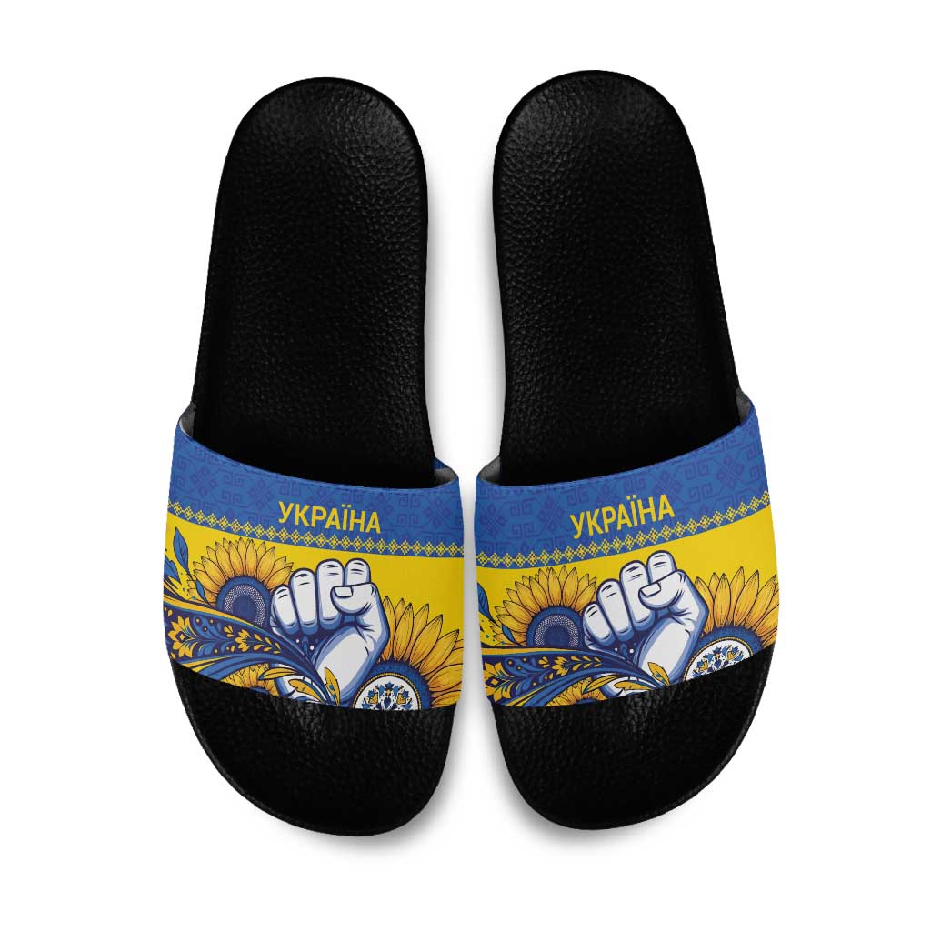 Ukraine Sunflowers Hand Slide Sandals with Ukrainian Folk Pattern - Wonder Print Shop