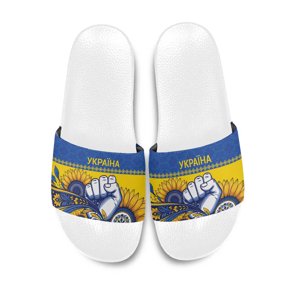 Ukraine Sunflowers Hand Slide Sandals with Ukrainian Folk Pattern - Wonder Print Shop