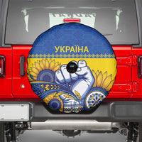 Ukraine Sunflowers Hand Spare Tire Cover with Ukrainian Folk Pattern - Wonder Print Shop