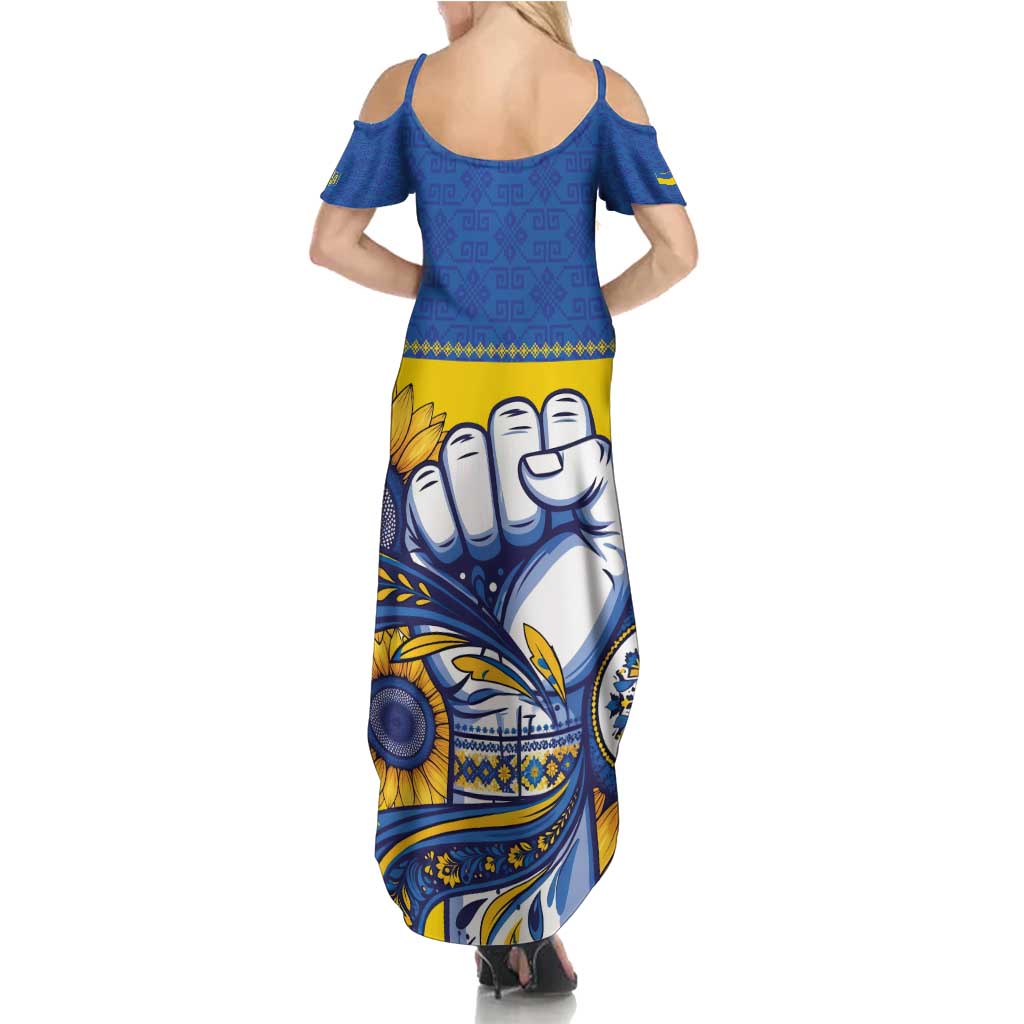 Ukraine Sunflowers Hand Summer Maxi Dress with Ukrainian Folk Pattern - Wonder Print Shop
