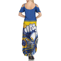 Ukraine Sunflowers Hand Summer Maxi Dress with Ukrainian Folk Pattern - Wonder Print Shop