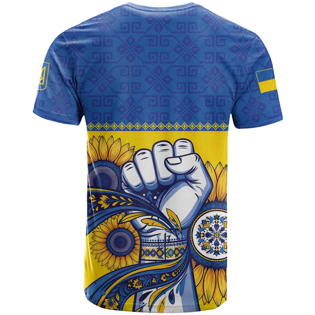 Ukraine Sunflowers Hand T Shirt with Ukrainian Folk Pattern - Wonder Print Shop