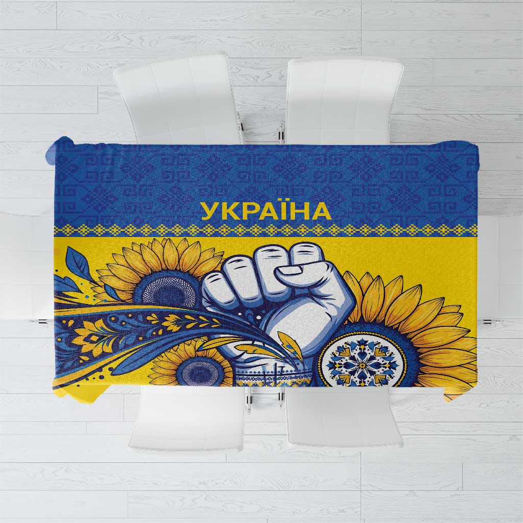 Ukraine Sunflowers Hand Tablecloth with Ukrainian Folk Pattern - Wonder Print Shop