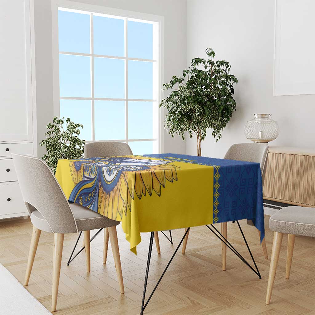 Ukraine Sunflowers Hand Tablecloth with Ukrainian Folk Pattern - Wonder Print Shop