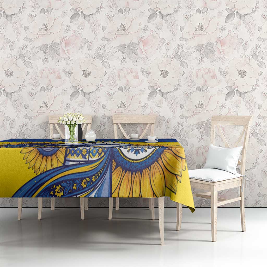 Ukraine Sunflowers Hand Tablecloth with Ukrainian Folk Pattern - Wonder Print Shop