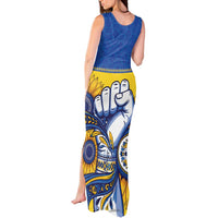 Ukraine Sunflowers Hand Tank Maxi Dress with Ukrainian Folk Pattern - Wonder Print Shop