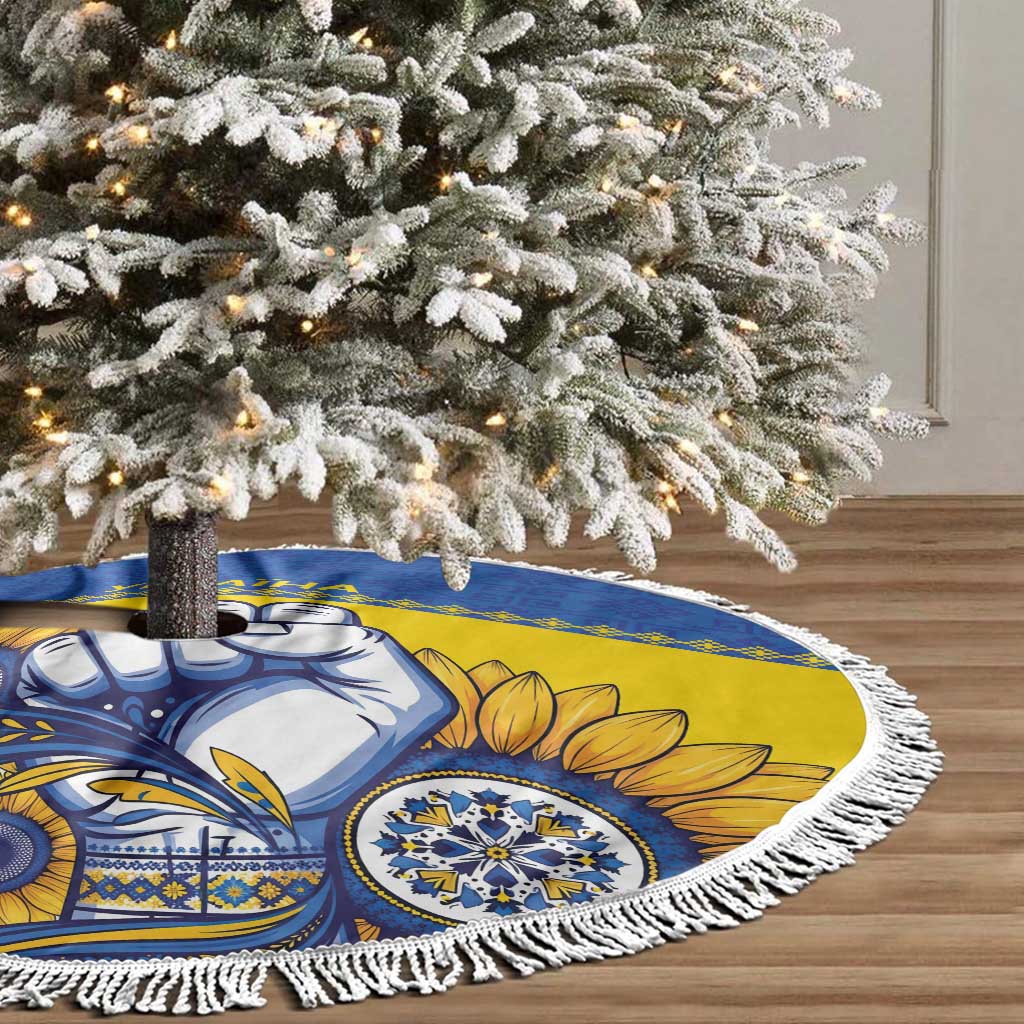 Ukraine Sunflowers Hand Tree Skirt with Ukrainian Folk Pattern - Wonder Print Shop