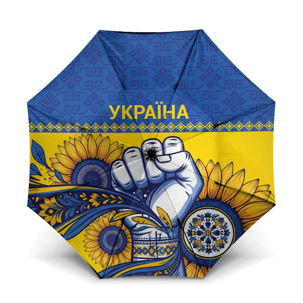 Ukraine Sunflowers Hand Umbrella with Ukrainian Folk Pattern - Wonder Print Shop
