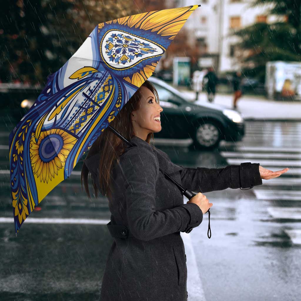 Ukraine Sunflowers Hand Umbrella with Ukrainian Folk Pattern - Wonder Print Shop