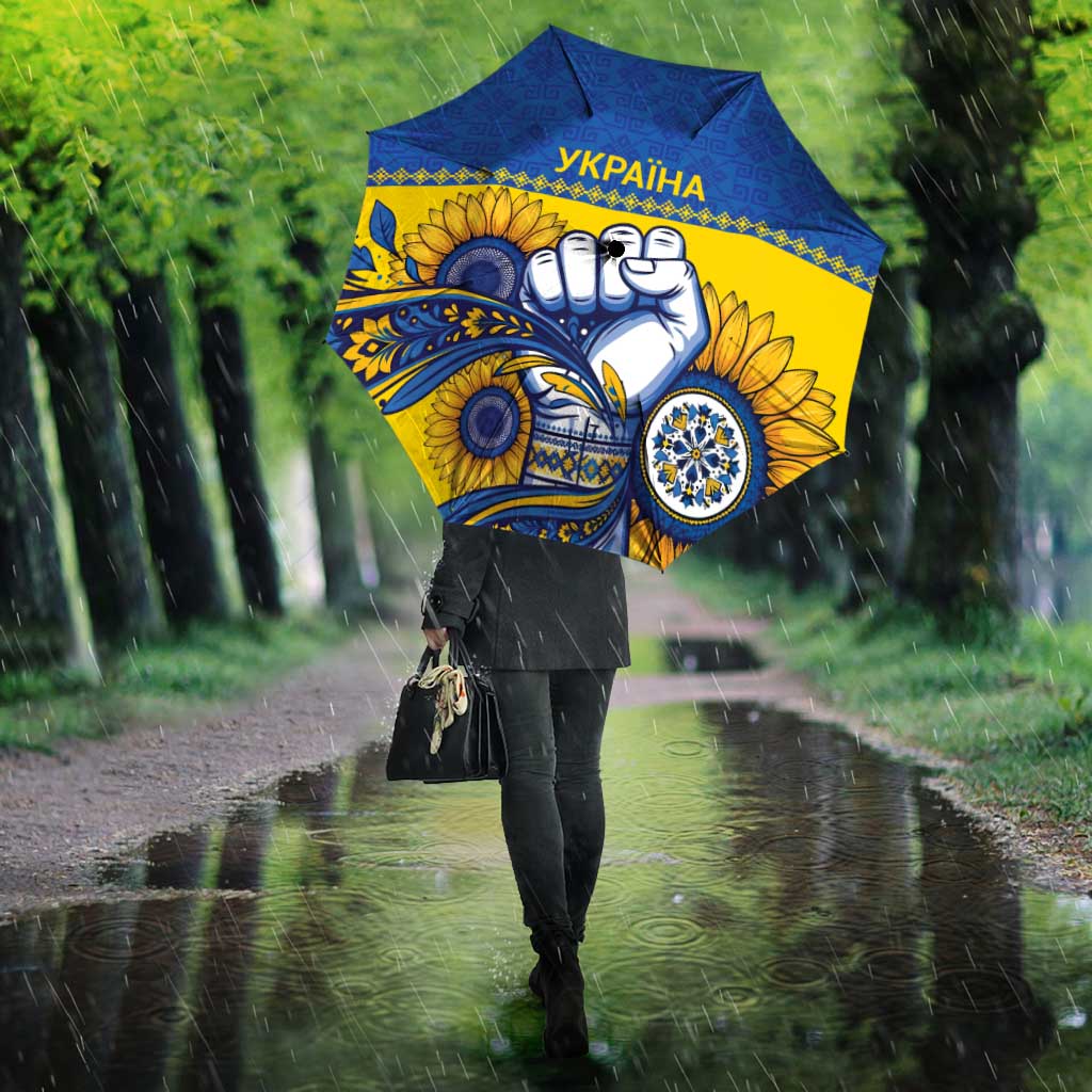 Ukraine Sunflowers Hand Umbrella with Ukrainian Folk Pattern - Wonder Print Shop