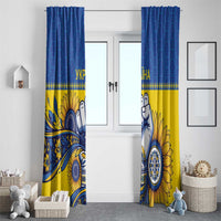 Ukraine Sunflowers Hand Window Curtain with Ukrainian Folk Pattern - Wonder Print Shop