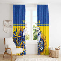 Ukraine Sunflowers Hand Window Curtain with Ukrainian Folk Pattern - Wonder Print Shop