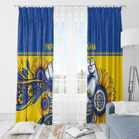 Ukraine Sunflowers Hand Window Curtain with Ukrainian Folk Pattern - Wonder Print Shop